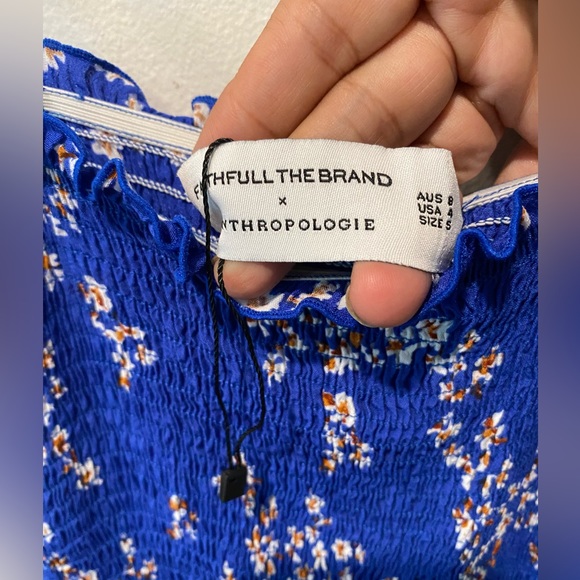 Faithfull Farrah Smocked Midi Dress Size 4 NWOT - Picture 4 of 6